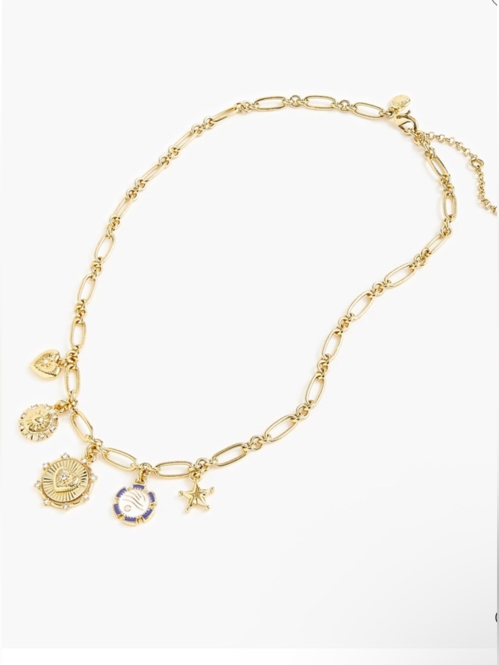 Jcrew Clustered heart charms chain necklace NWT
